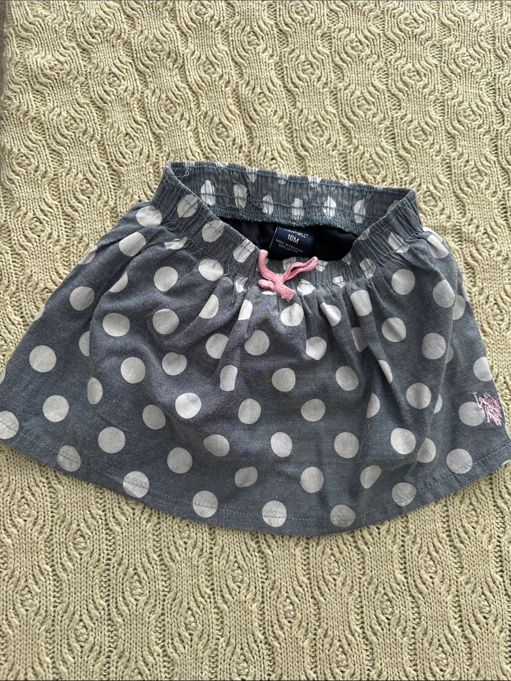U.S. Polo Assn. Gray Polka Dot Skirt with Pink Bow